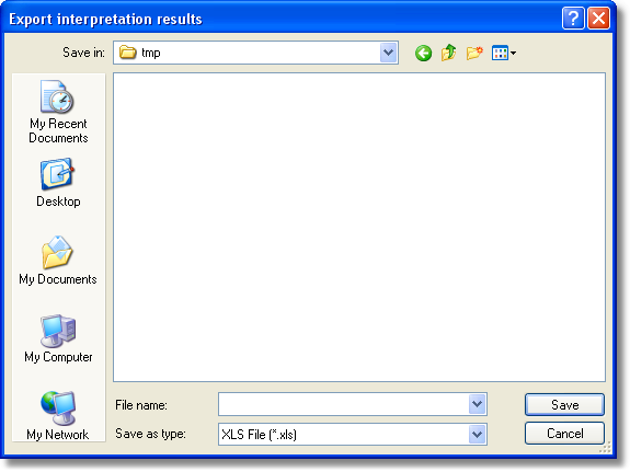 Export tabular results dialog